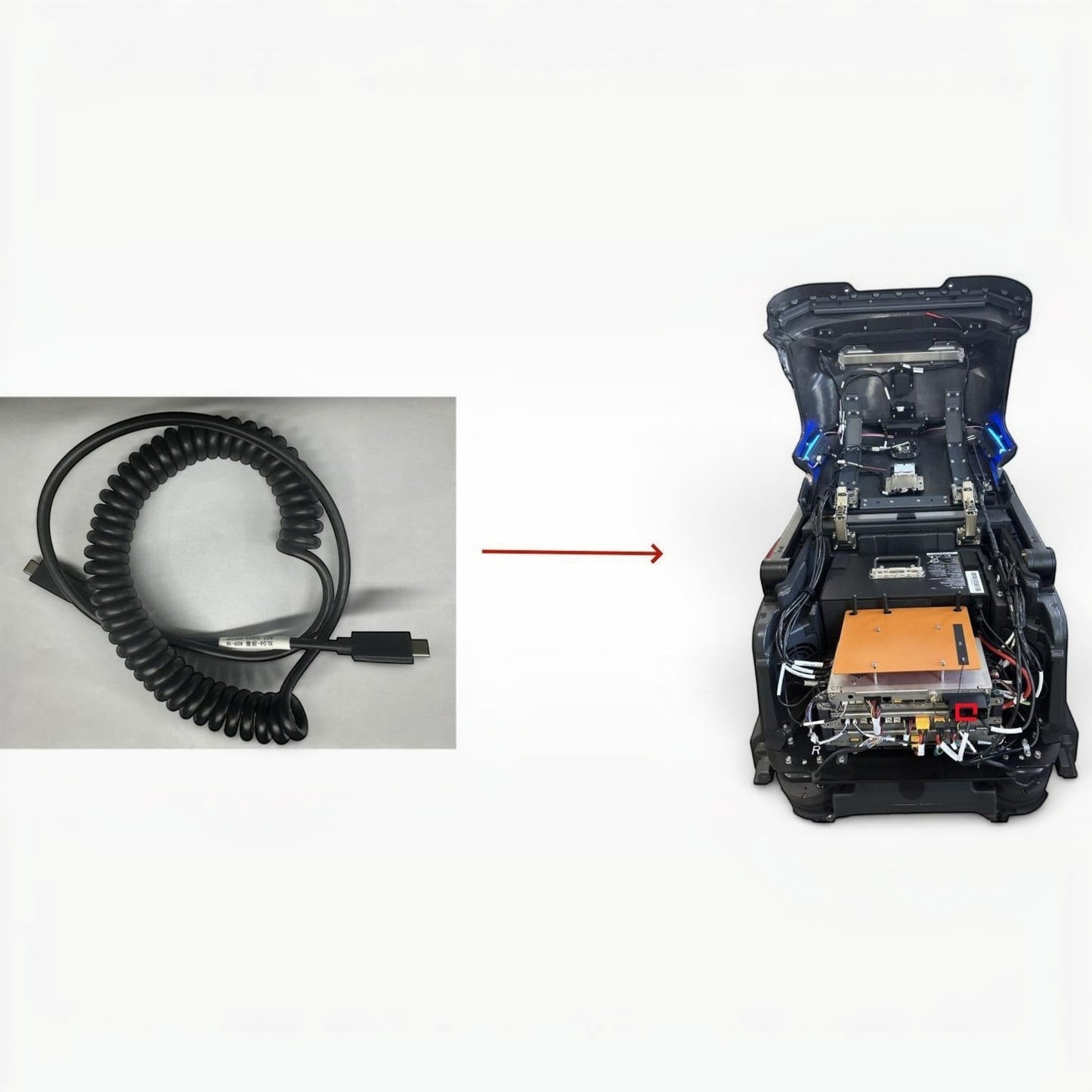 MT1 Verbindungskabel, schwarz, gewendelt, mit USB-C-Steckern für CT1/CT4 Schnittstellen