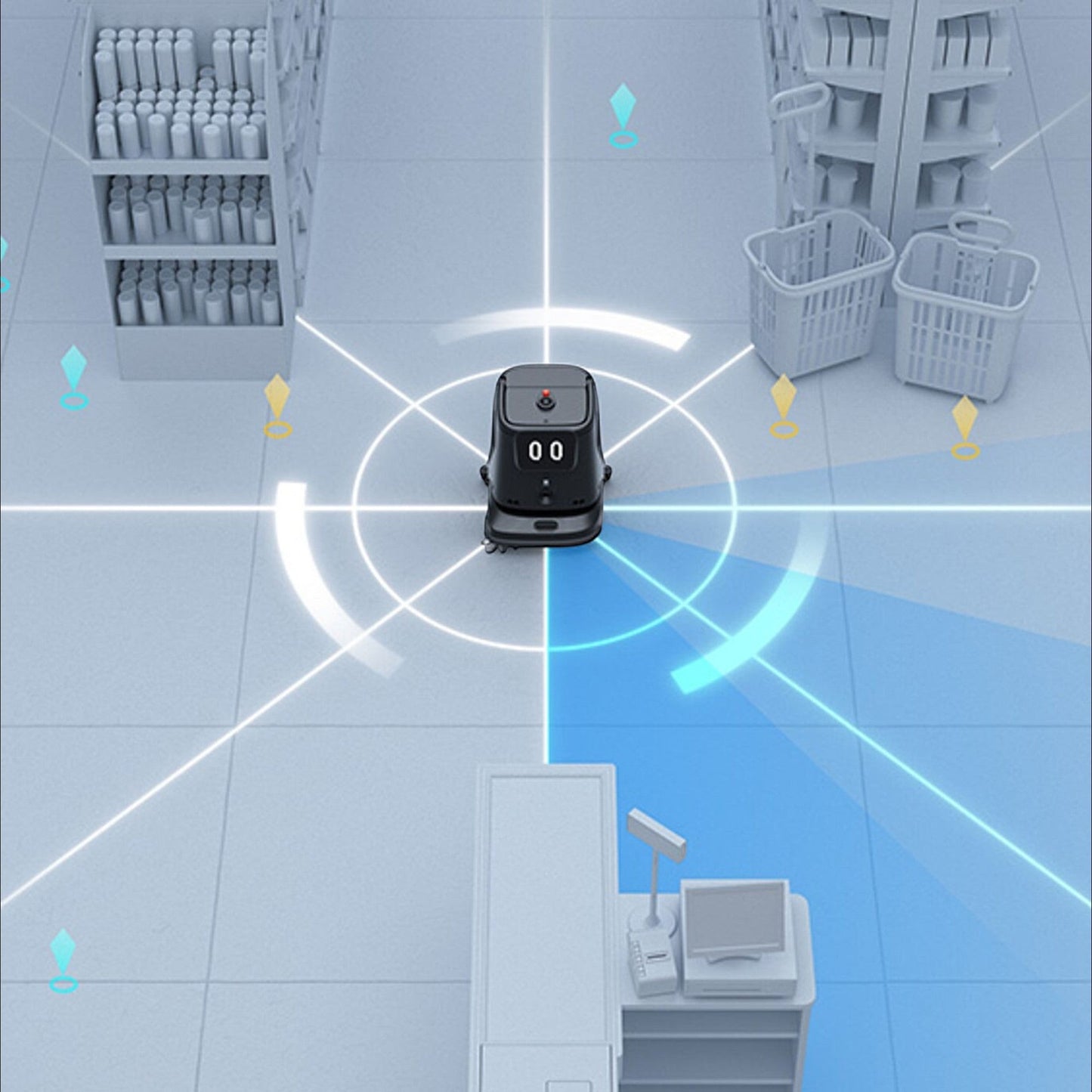 CC1 Pro schwarzer Reinigungsroboter mit KI-gesteuerter Fleckenerkennung und Bodenanalyse für Innenbereiche.