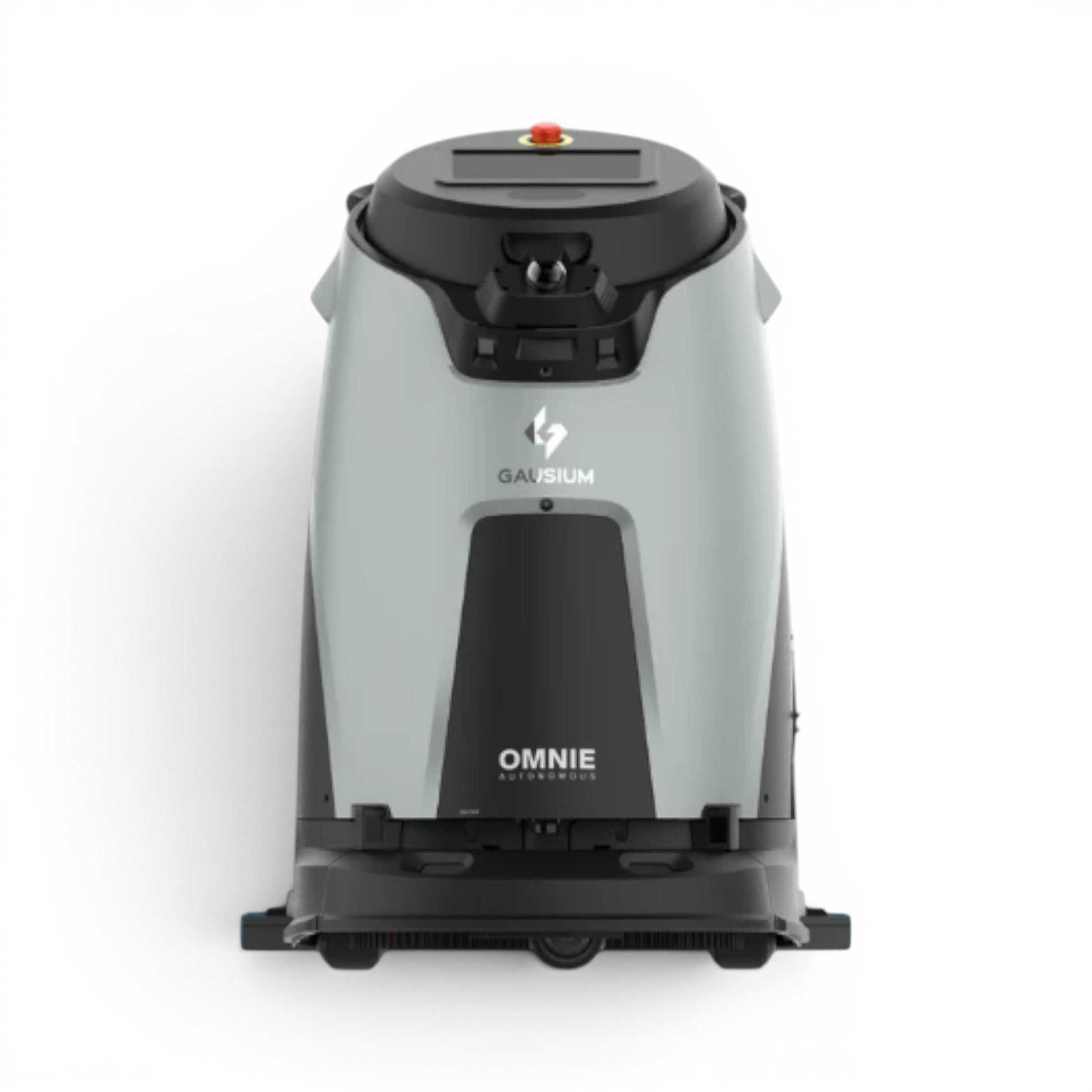 Gausium Omnie "Walze" autonomer Bodenreinigungsroboter, grau und schwarz, für Nass- und Trockenreinigung großer Flächen.