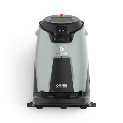 Gausium Omnie "Walze" autonomer Bodenreinigungsroboter, grau und schwarz, für Nass- und Trockenreinigung großer Flächen.