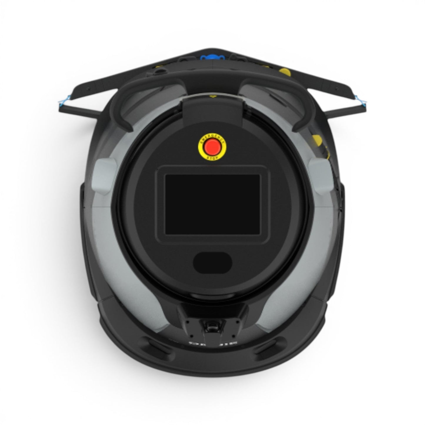 Gausium Omnie "Walze" autonomer Bodenreinigungsroboter, grau und schwarz, für Nass- und Trockenreinigung großer Flächen.