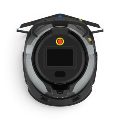 Gausium Omnie "Walze" autonomer Bodenreinigungsroboter, grau und schwarz, für Nass- und Trockenreinigung großer Flächen.