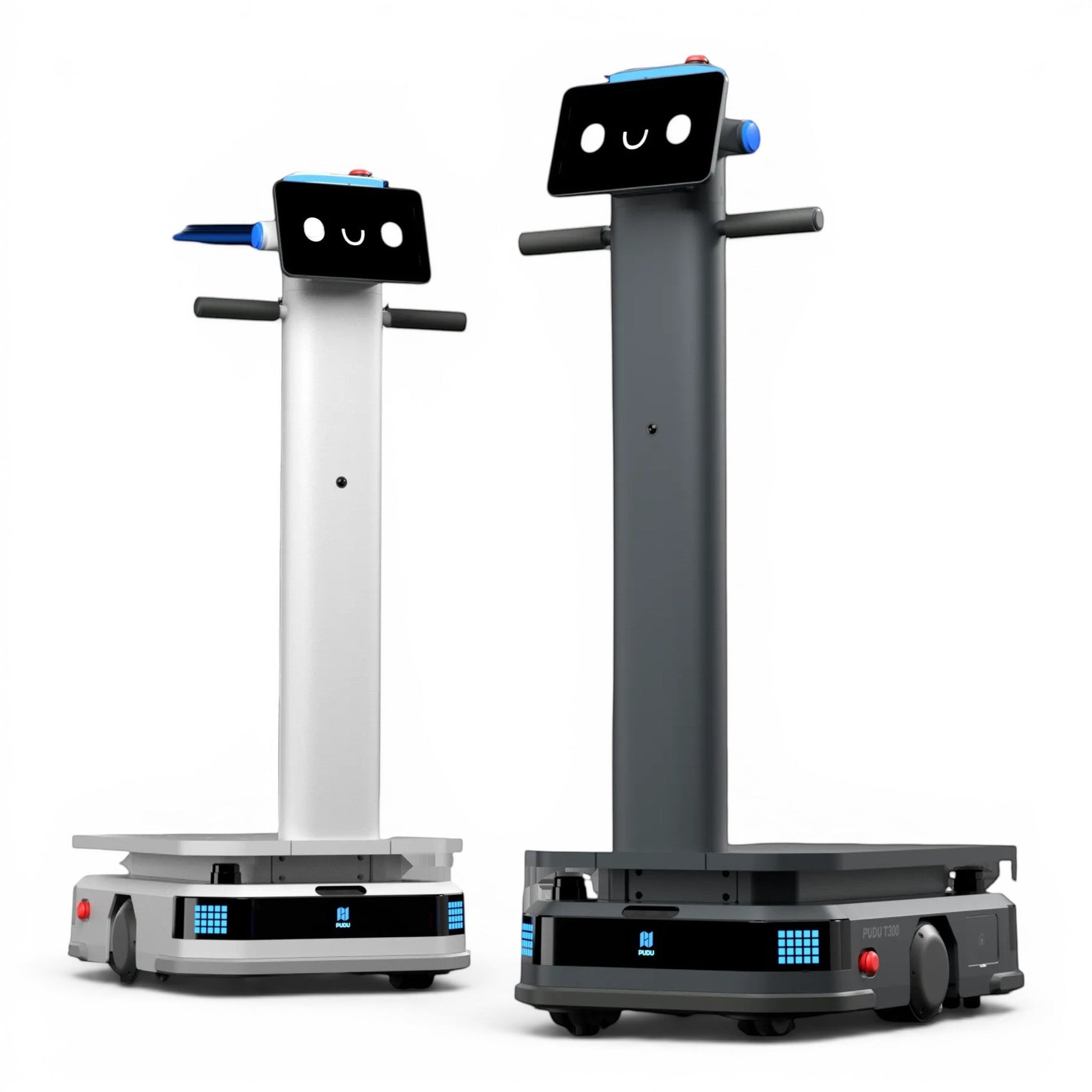 PUDU T300 schwarzer Lieferroboter mit Touchscreen und Ladefläche für Industrie und Handel