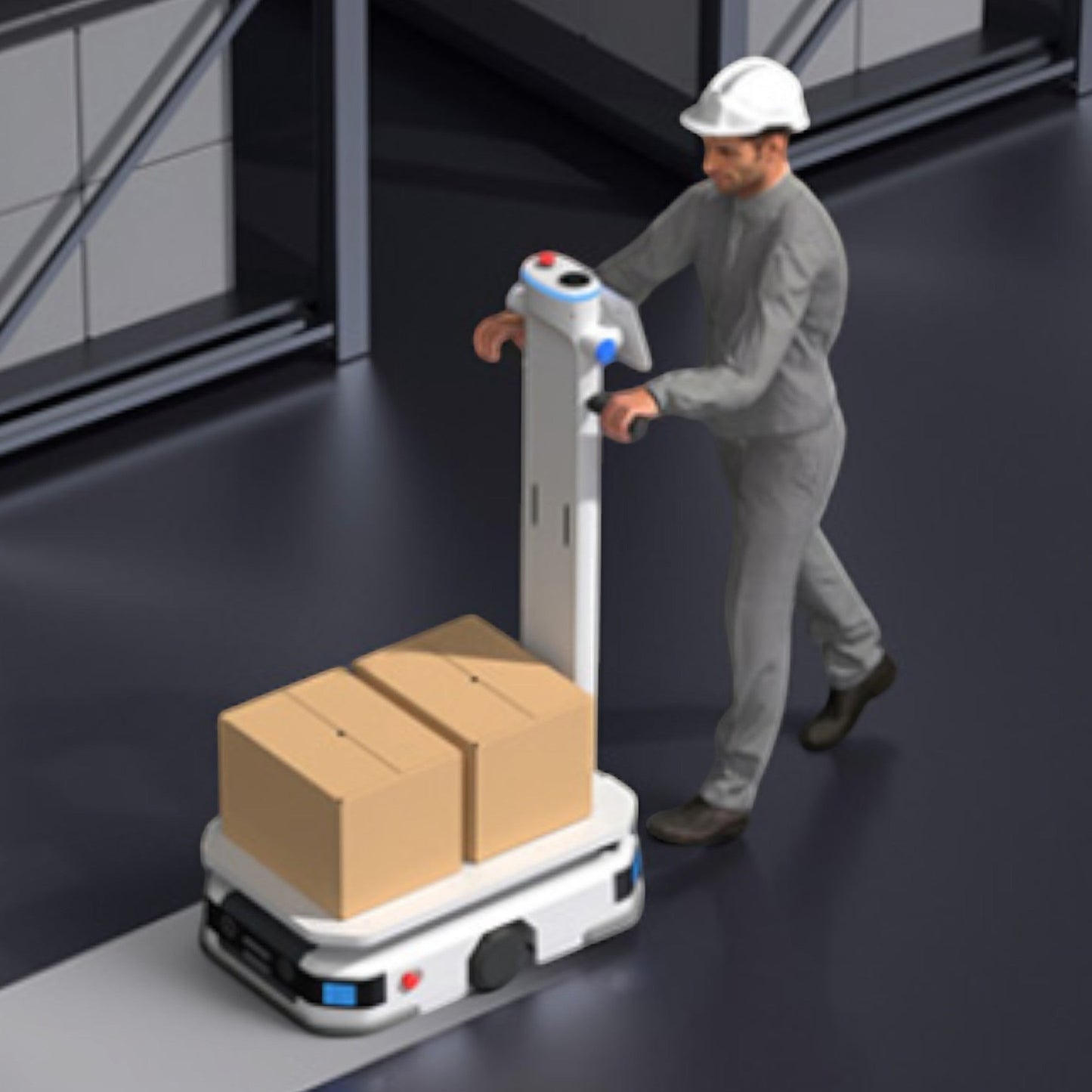 PUDU T300 schwarzer Lieferroboter mit Touchscreen und Ladefläche für Industrie und Handel