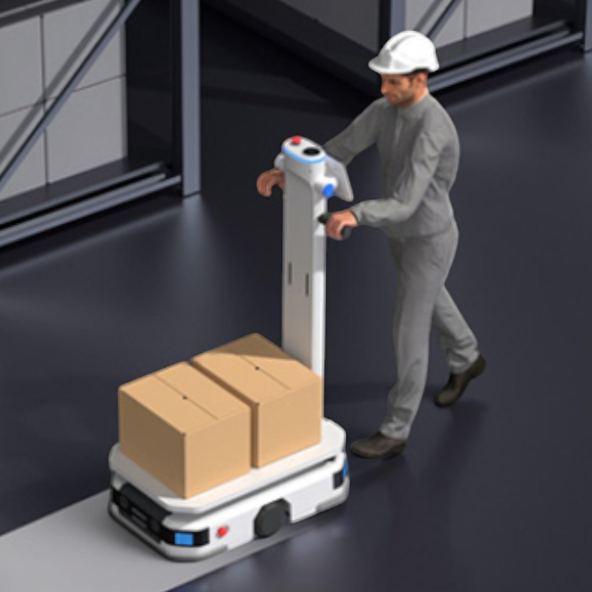 PUDU T300 schwarzer Lieferroboter mit Touchscreen und Ladefläche für Industrie und Handel
