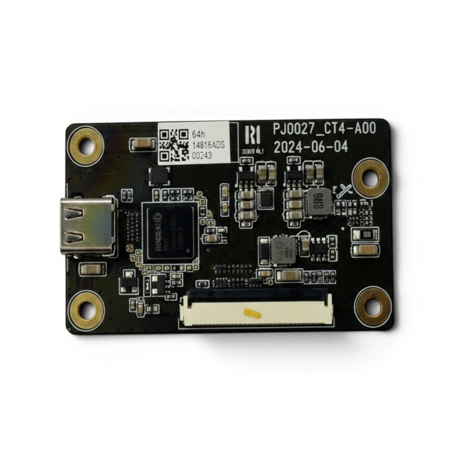 MT1 CT4 Steuerplatine, eine kleine schwarze Leiterplatte mit USB-Anschluss und Anschlüssen für den PUDU MT1 Reinigungsroboter.