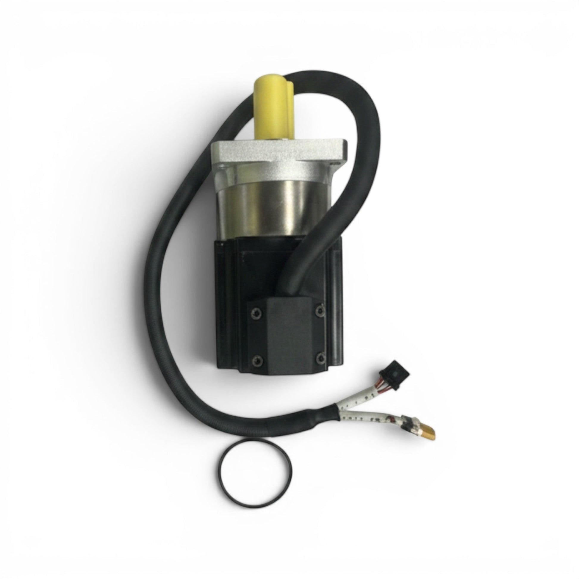 MT1 Walzenbürstenmotor, 24V, silberner Metallkörper mit schwarzem Kabel und gelber Kappe, für Saugroboter