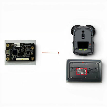 MT1 CT4 Steuerplatine, eine kleine schwarze Leiterplatte mit USB-Anschluss und Anschlüssen für den PUDU MT1 Reinigungsroboter.