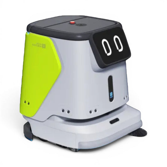 CC1 professioneller Reinigungsroboter in Gelb-Grün mit Touchscreen-Bedienfeld