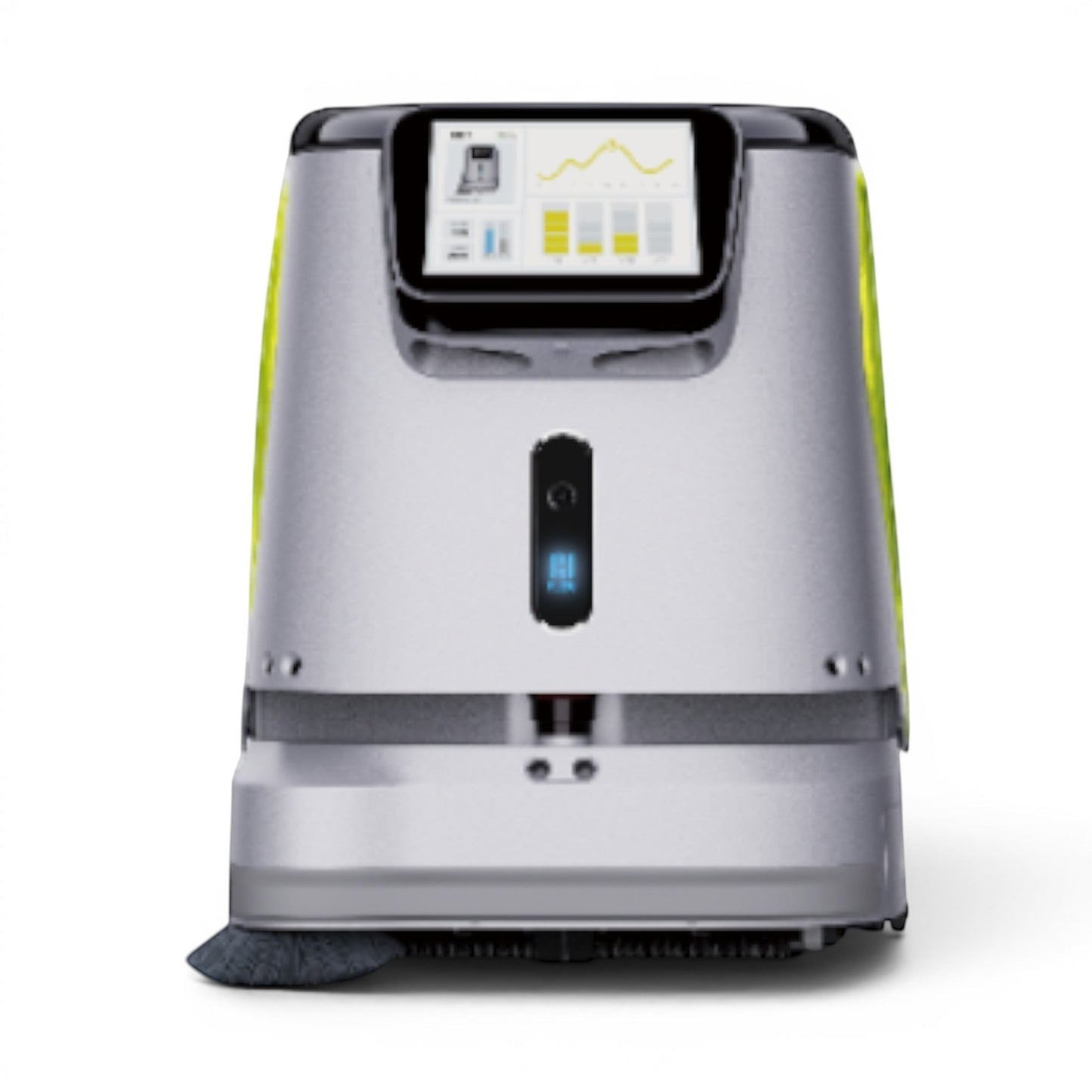 CC1 professioneller Reinigungsroboter in Gelb-Grün mit Touchscreen-Bedienfeld