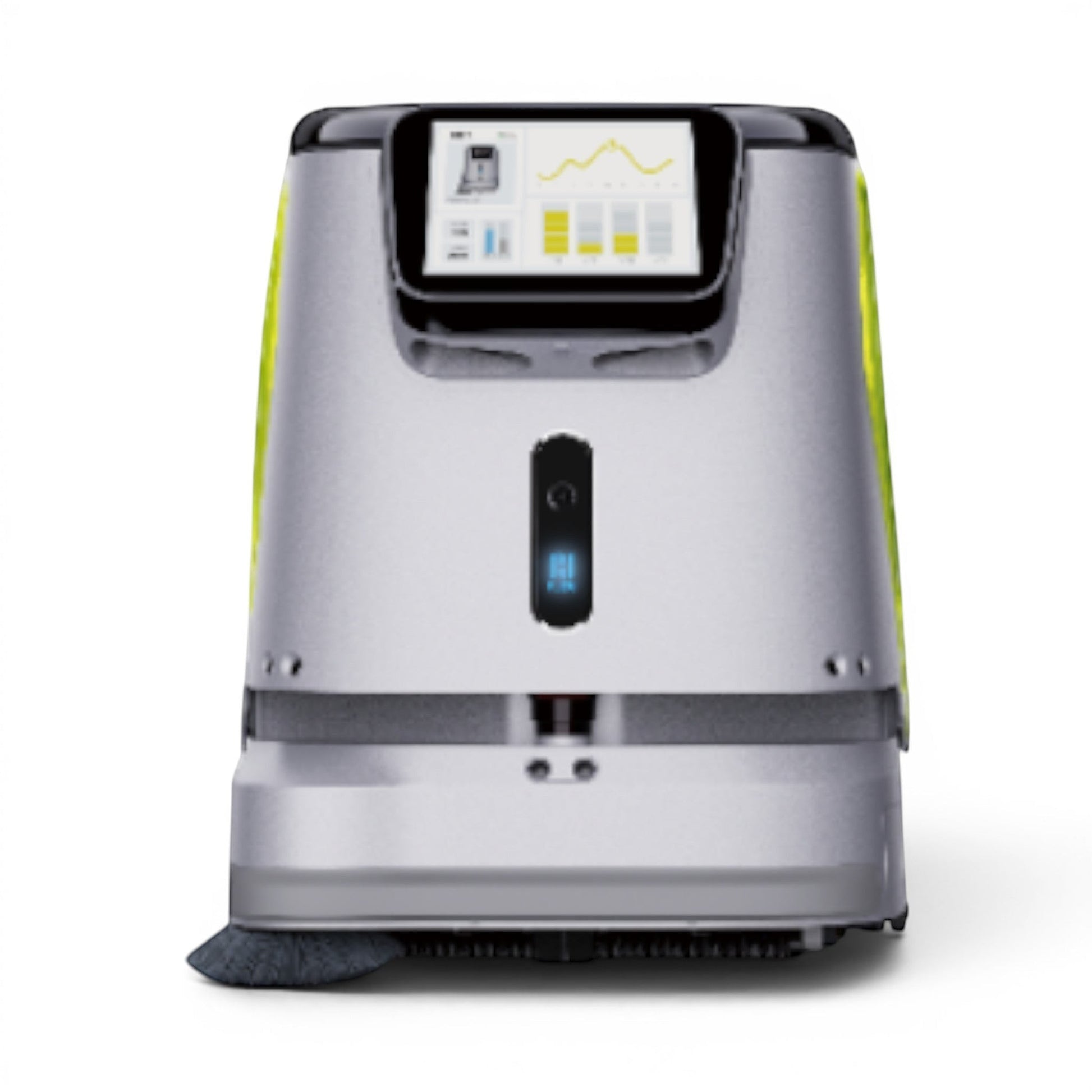 CC1 professioneller Reinigungsroboter in Gelb-Grün mit Touchscreen-Bedienfeld