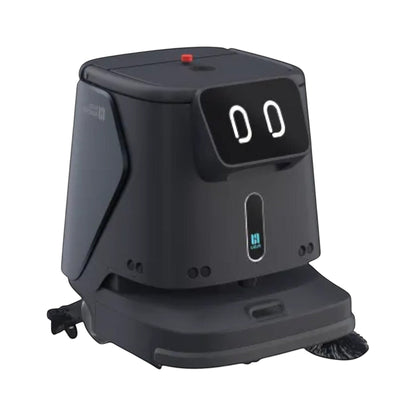 Pudu CC1 professioneller Reinigungsroboter in Schwarz mit 4-in-1 Funktion: Scheuern, Saugen, Kehren und Wischen.