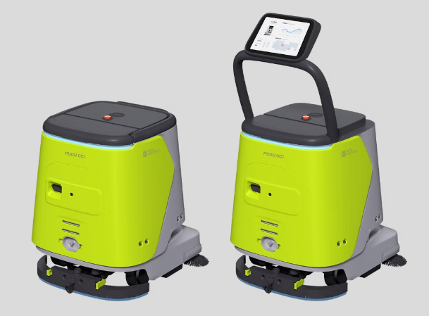PUDU CC1 – Professioneller Reinigungsroboter / Professional cleaning robot – yellow green version